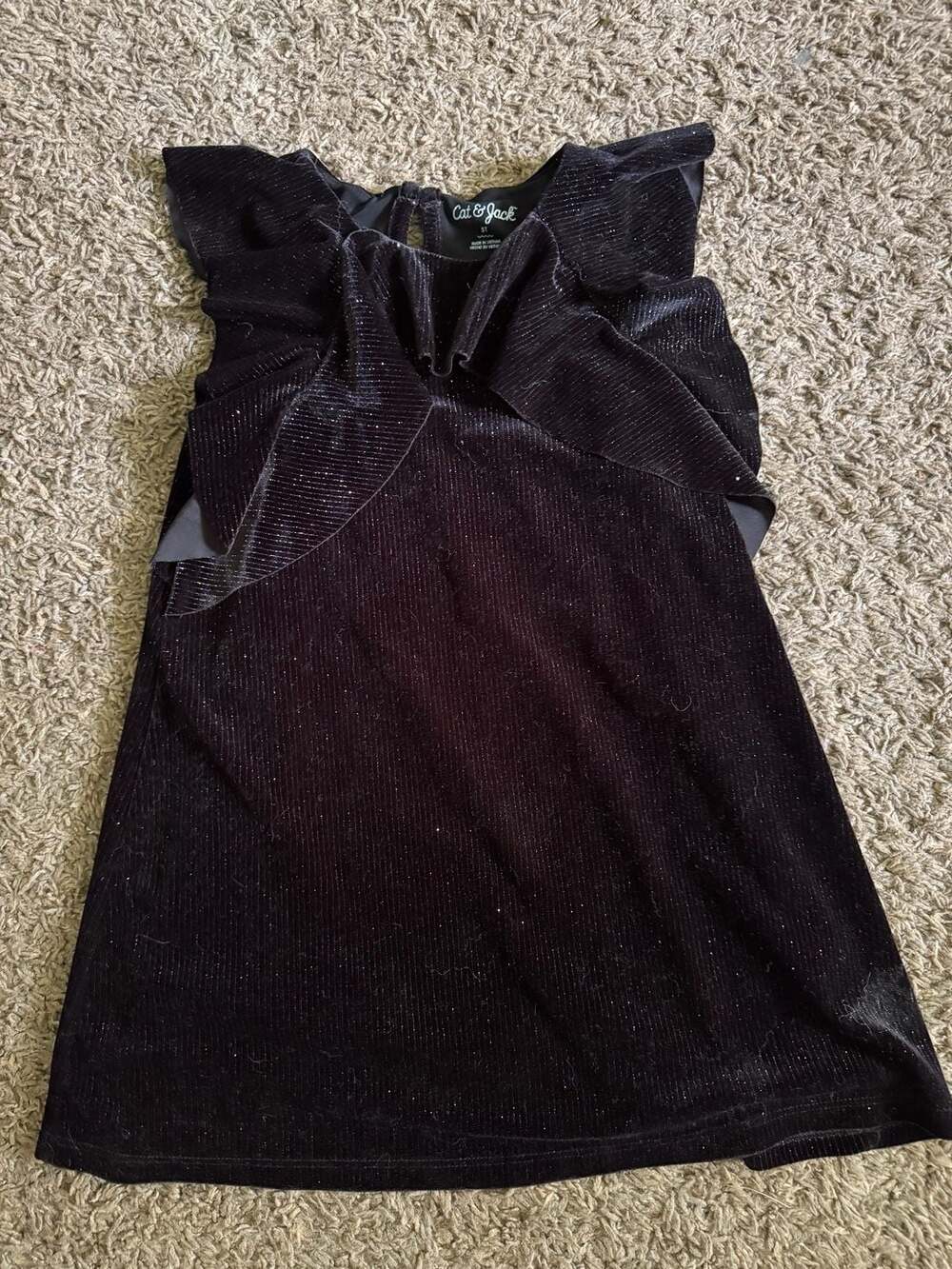 Cat & Jack Girls Black Multi Glitter Velvet